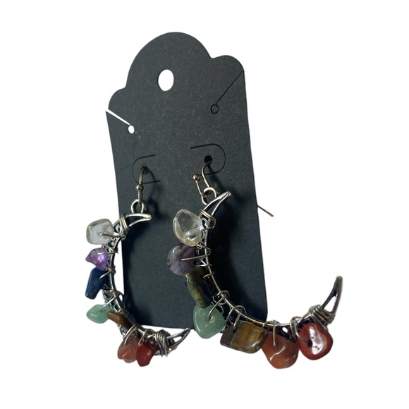 New! Chakra Crystal Moon Earrings - Picture 4 of 10